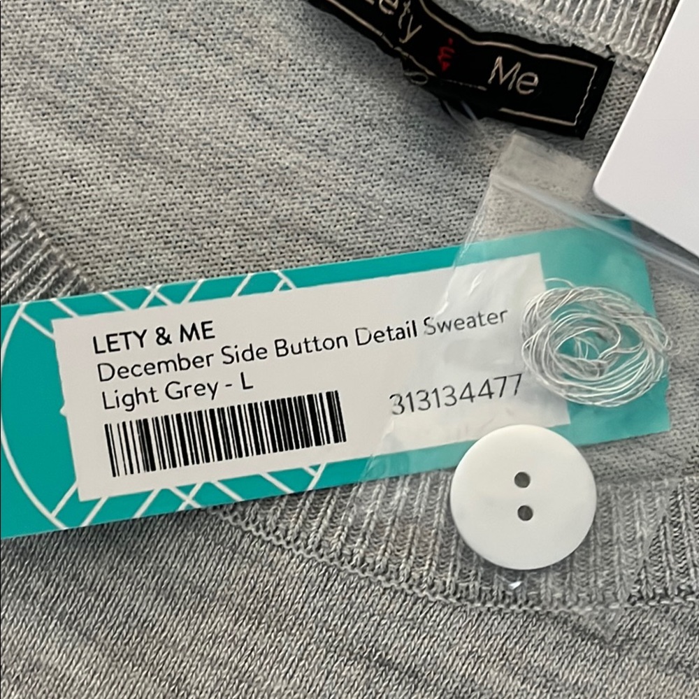 Light Gray Sweater with Button Accents - Picture 3 of 5